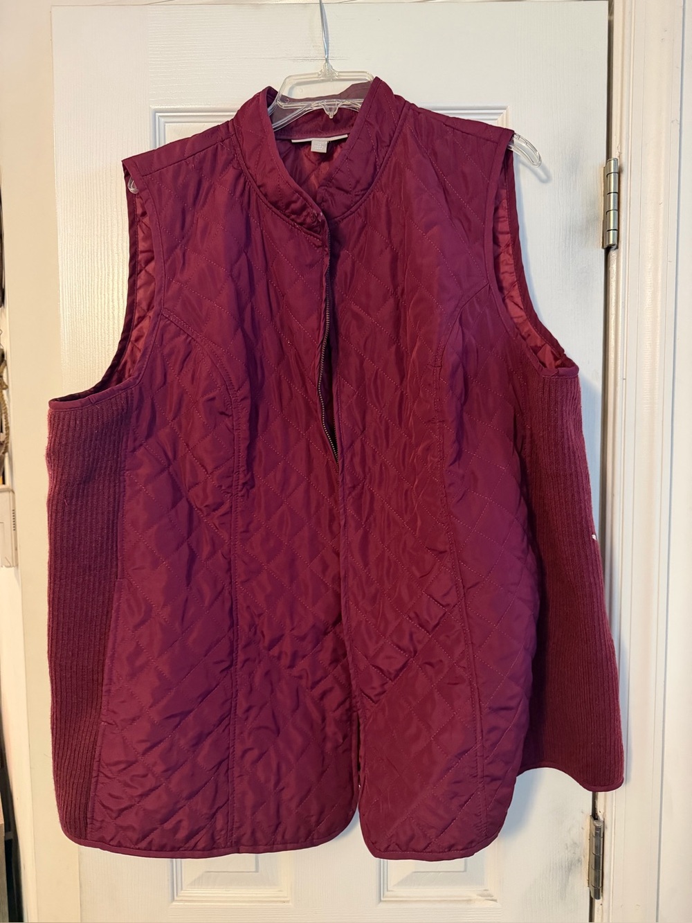 Woman Within Quilted Vest in Deep Burgundy